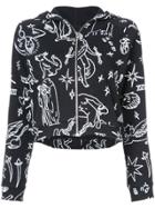 The Elder Statesman Printed Zip Hoodie - Black