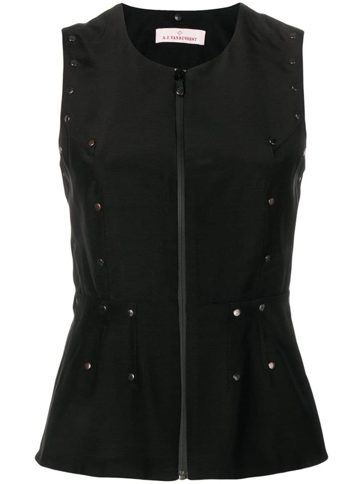 A.f.vandevorst Zipped Studded Top - Black