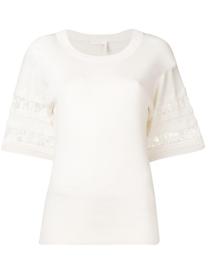 Chloé Lace Panel Top - White