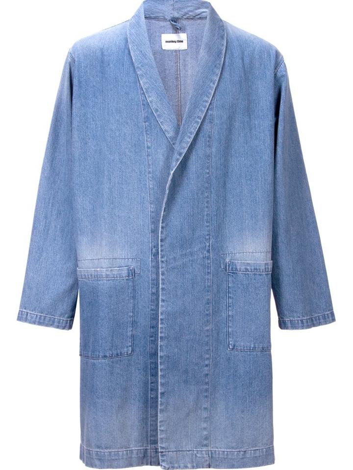 Monkey Time Oversized Relaxed Denim Blazer, Men's, Size: Small, Blue, Cotton