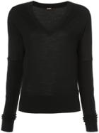 Adam Lippes Long Sleeve V-neck Sweater - Black