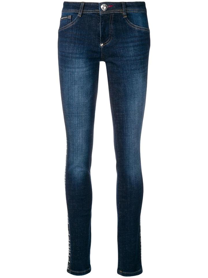 Philipp Plein Logo Trim Skinny Jeans - Blue