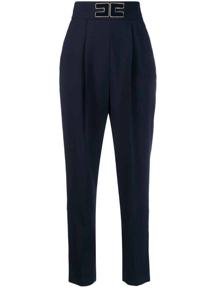 Elisabetta Franchi High Rise Tapered Trousers - Blue