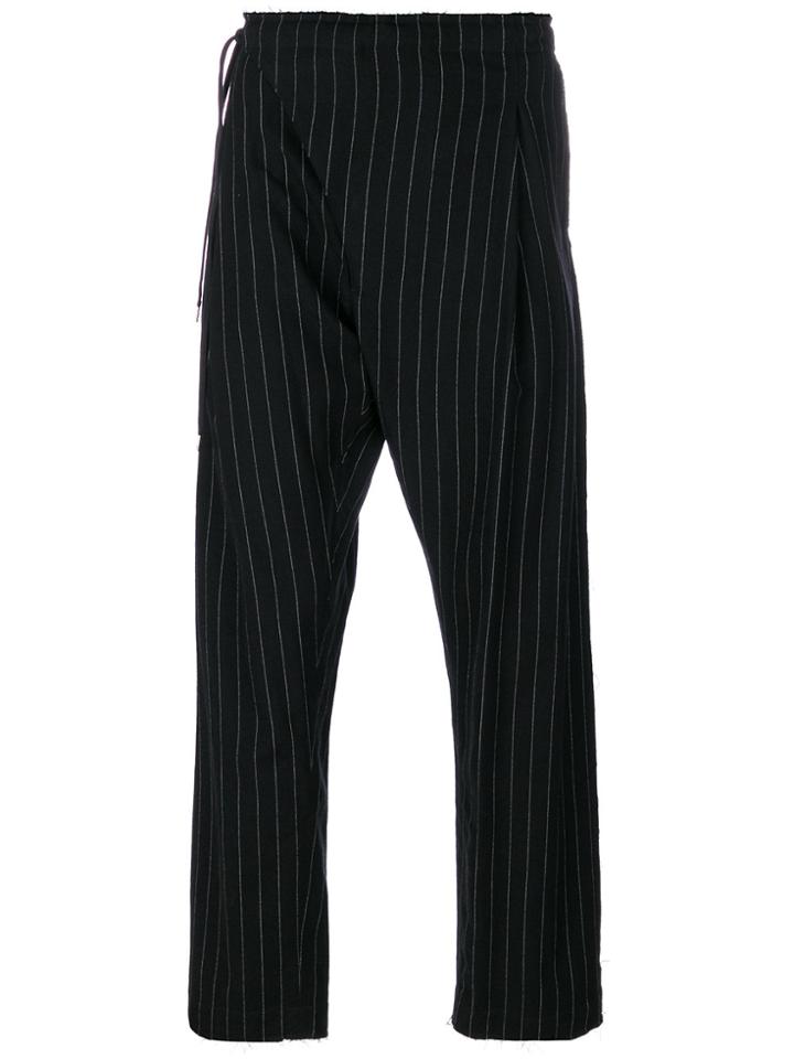 Takahiromiyashita The Soloist Raw Hem Pinstripe Trousers - Black