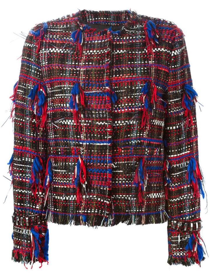 Msgm Fringed Bouclé Jacket, Women's, Size: 44, Cotton/acrylic/polyester/other Fibres