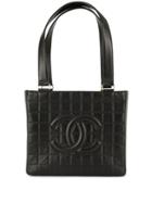 Chanel Vintage Choco Bar Cc Tote Bag - Black