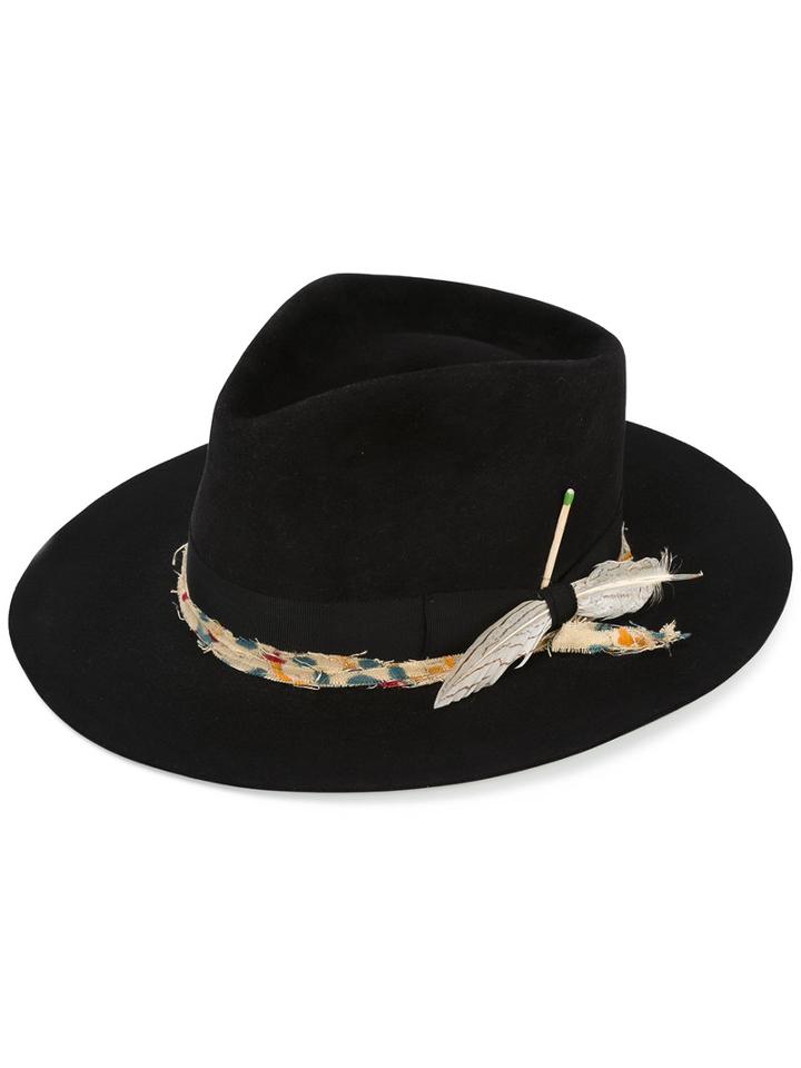 Nick Fouquet - 'the Belcampo' Hat - Women - Beaver Fur/feather - 57, Black, Beaver Fur/feather