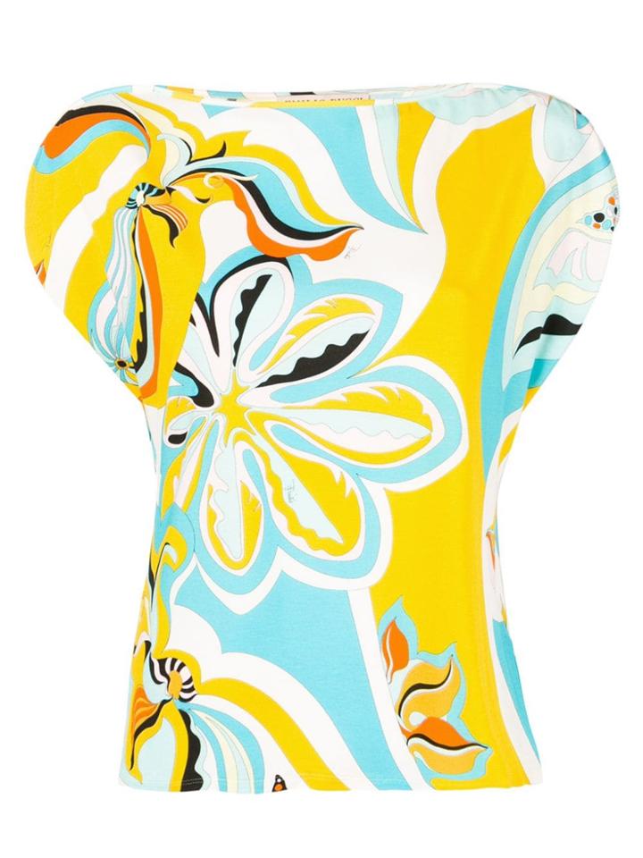 Emilio Pucci Printed Boat Neck T-shirt - Yellow