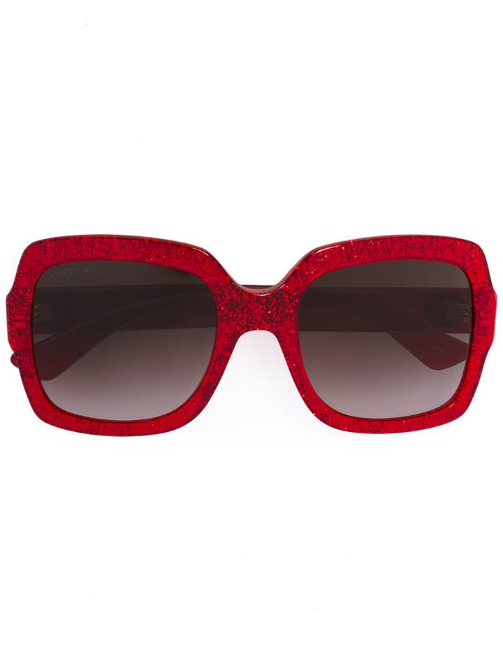 Gucci Eyewear Glitter Optyl Template Sunglasses, Women's, Size: 54, Red, Acetate
