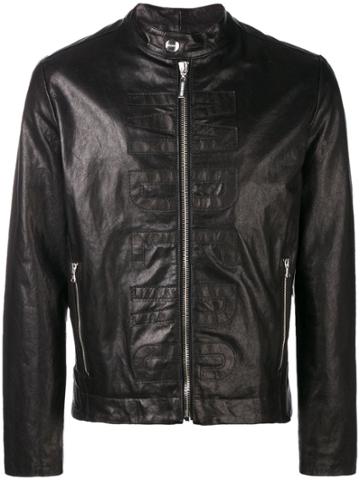 Dirk Bikkembergs Logo Leather Jacket - Black