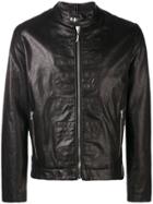 Dirk Bikkembergs Logo Leather Jacket - Black