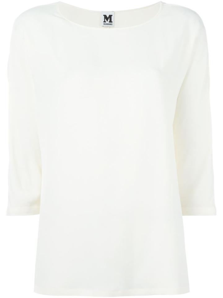 M Missoni Scoop Neck Blouse, Women's, Size: 38, White, Acetate/silk