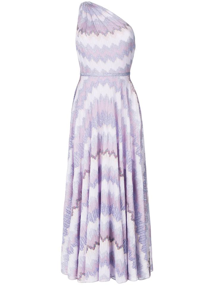 Missoni One Shoulder Long Dress - Pink & Purple
