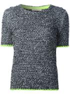 Christopher Kane Tweed Short Sleeve Sweater - Black