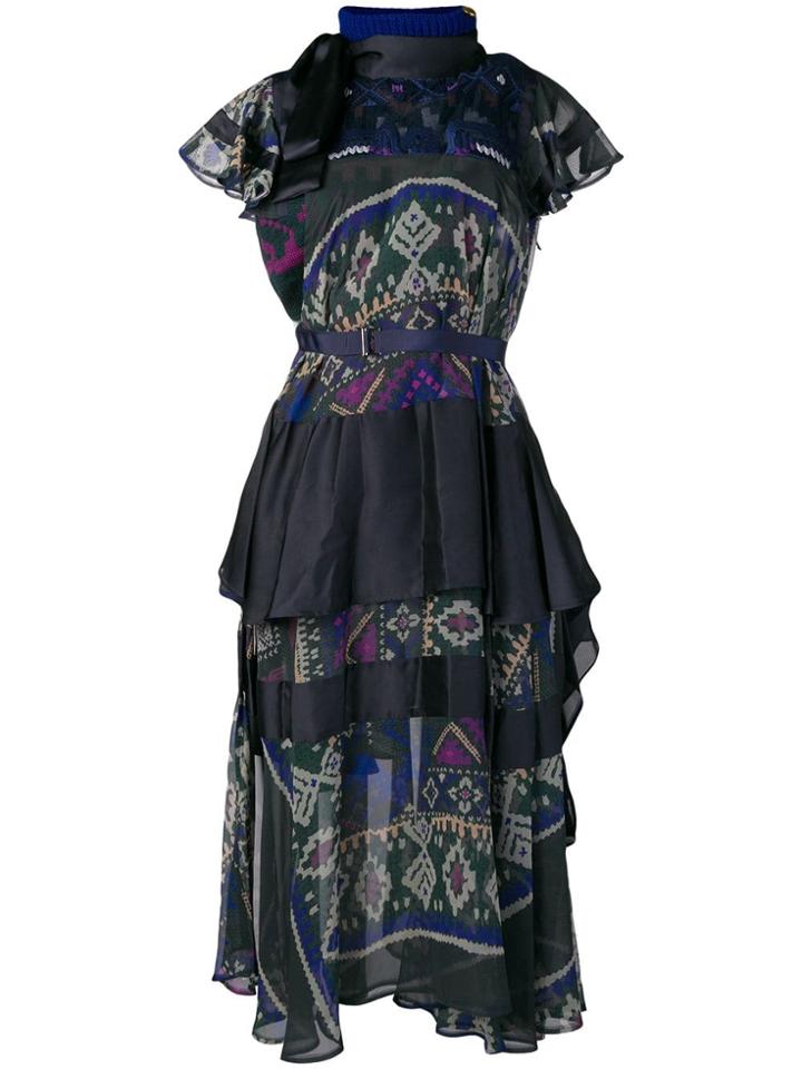 Sacai Belted Navajo Dress - Blue