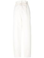 Stella Mccartney - Paperbag Waist Baggy Trousers - Women - Cotton/linen/flax/polyamide - 40, Women's, White, Cotton/linen/flax/polyamide