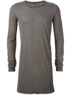 Rick Owens Long Length T-shirt, Men's, Size: Xs, Grey, Silk/viscose