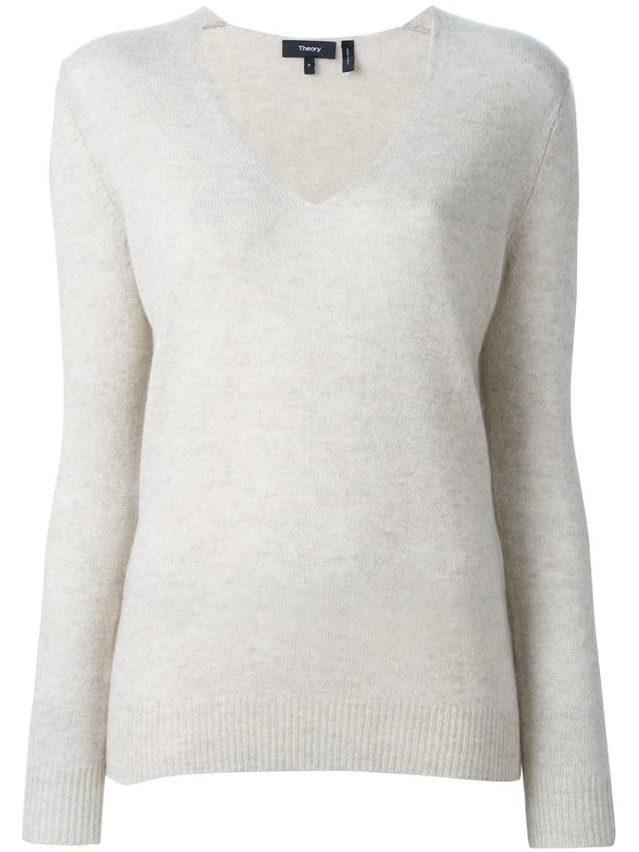 Theory V-neck Sweater, Women's, Size: Small, Nude/neutrals, Cashmere
