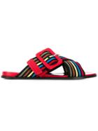 Sonia Rykiel Striped Crossover Sandals - Red
