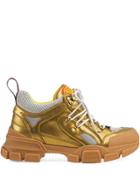 Gucci Flashtrek Leather Sneakers - Gold