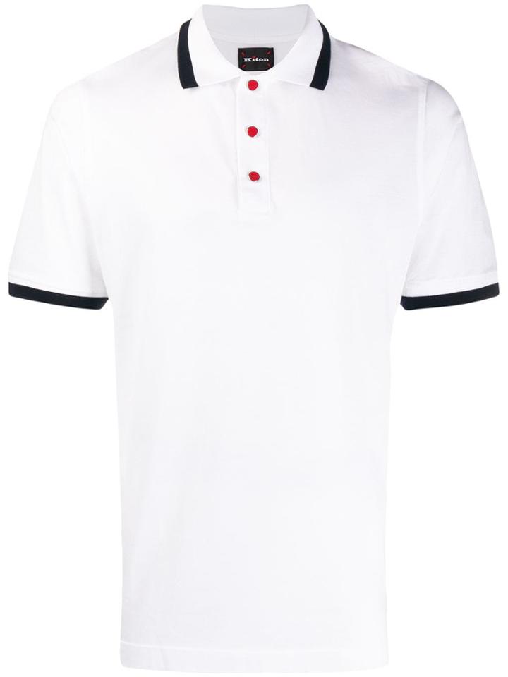 Kiton Contrast Trim Polo Shirt - White