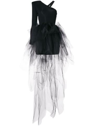 Unravel Project One-shoulder Tulle Dress - Black