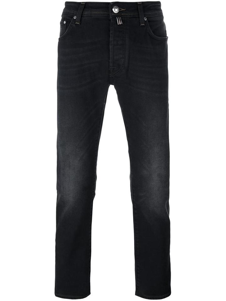 Jacob Cohen Dark Wash Straight-leg Jeans, Men's, Size: 34, Black, Cotton/spandex/elastane