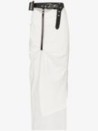 Hyein Seo Leather Pouch Belt Slit Front Skirt - White