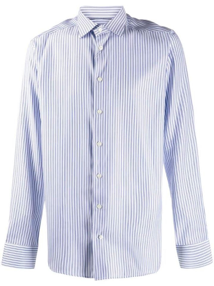 Eton Long Sleeve Striped Shirt - Blue