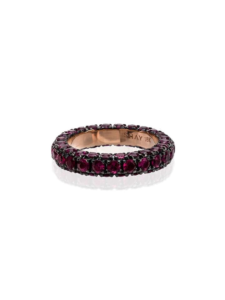 Shay Rose Gold 3 Side Ruby Ring - Pink & Purple