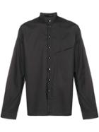Isabel Benenato Collarless Slant Pocket Shirt - Black