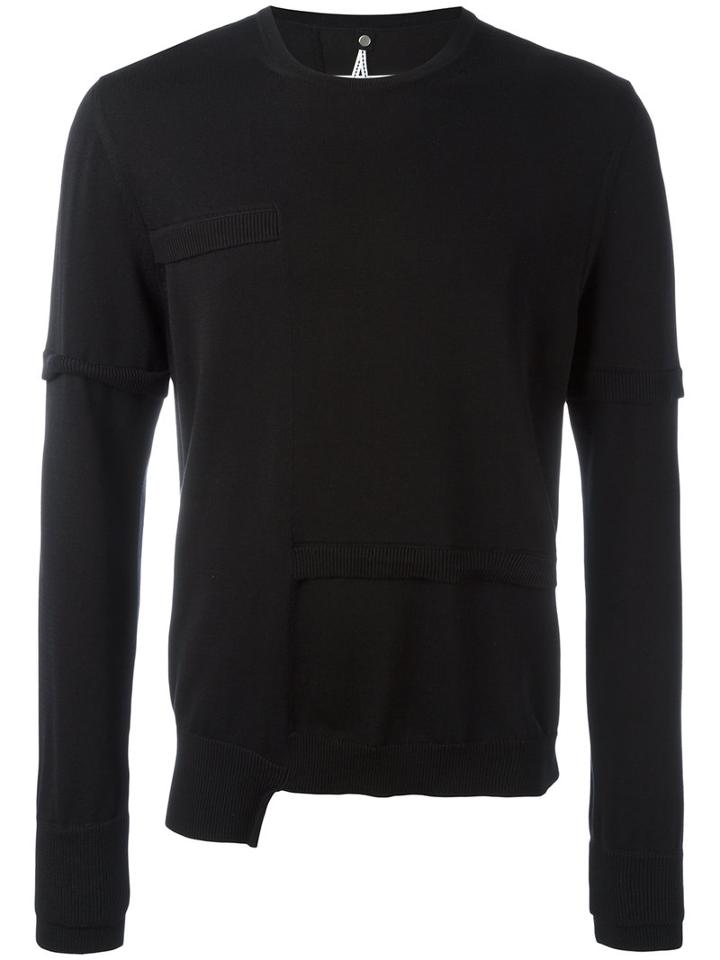 Oamc Asymmetric Hem Jumper, Men's, Size: Medium, Black, Cotton