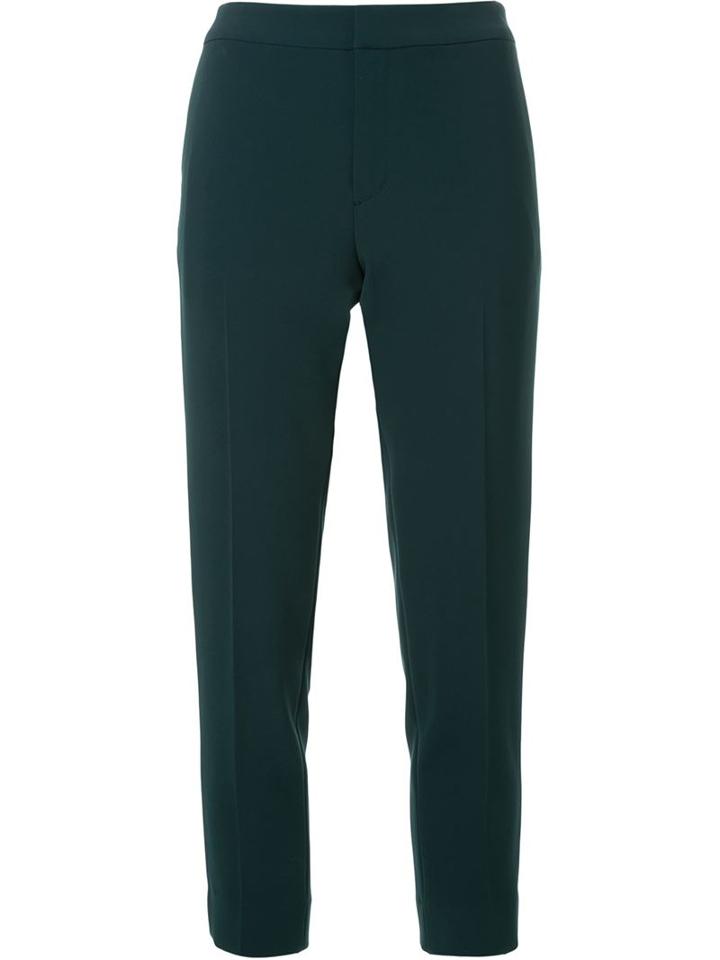 Le Ciel Bleu Georgette Tapered Pants, Women's, Size: 36, Green, Polyester/triacetate