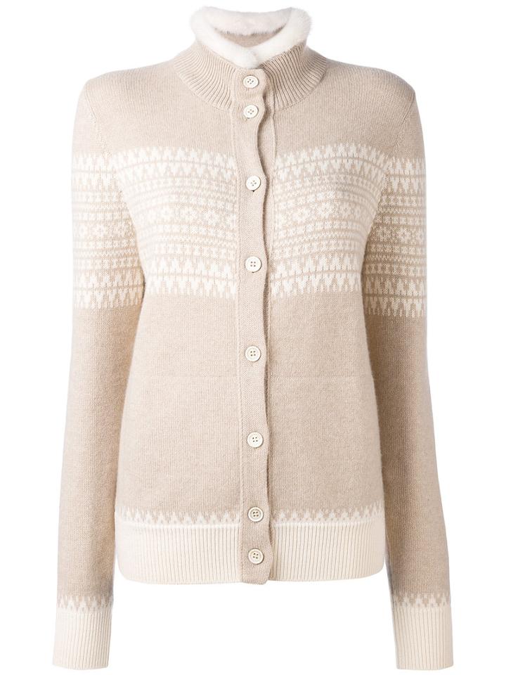Loro Piana - Cashmere High Neck Buttoned Cardigan - Women - Mink Fur/cashmere - 44, Nude/neutrals, Mink Fur/cashmere