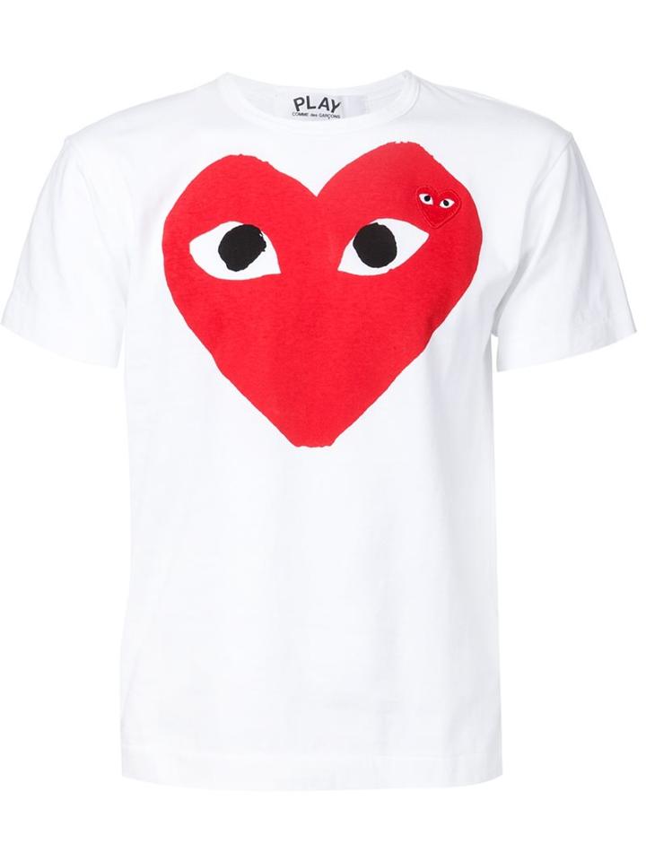 Comme Des Garçons Play Printed T-shirt, Men's, Size: Small, White, Cotton