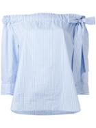Lareida Striped Off Shoulder Blouse, Women's, Size: 38, Blue, Cotton