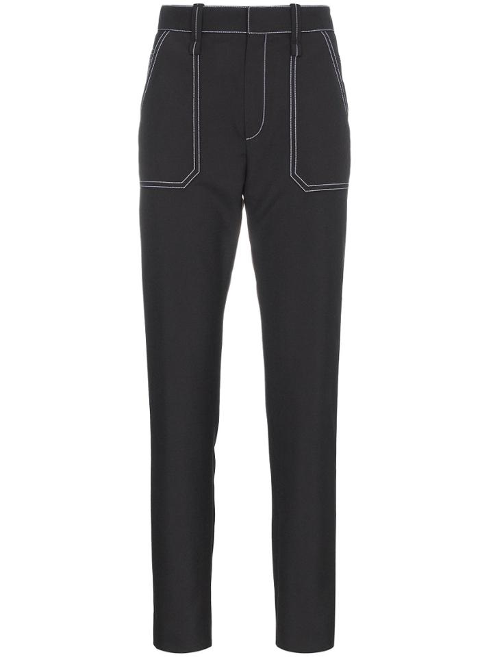 Chloé Contrast Stitch Turn Up Pants - Black