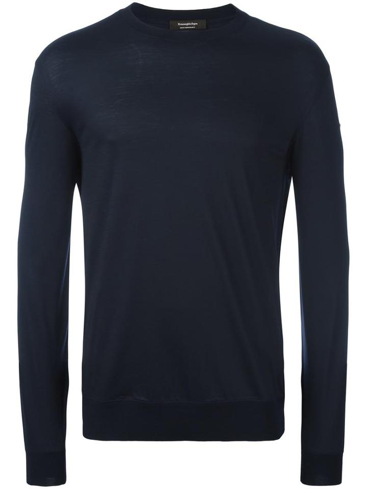 Ermenegildo Zegna Crew Neck Jumper, Men's, Size: 52, Blue, Wool