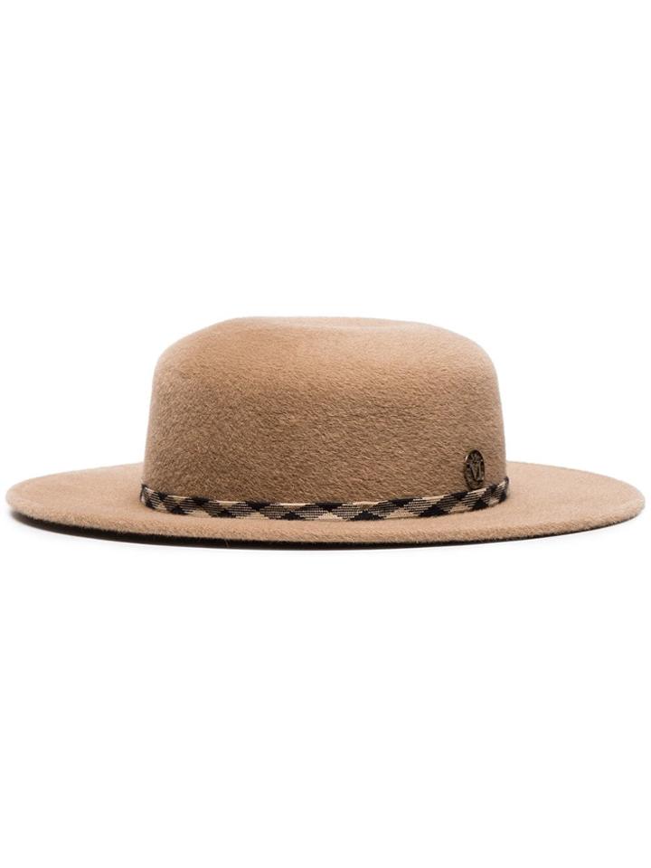 Maison Michel Ribbon Embellished Calf Hair Hat - Neutrals