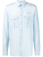 Givenchy Military-style Logo Print Shirt - Blue