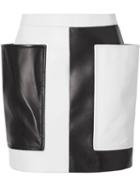 Burberry Pocket Detail Two-tone Lambskin Mini Skirt - Black
