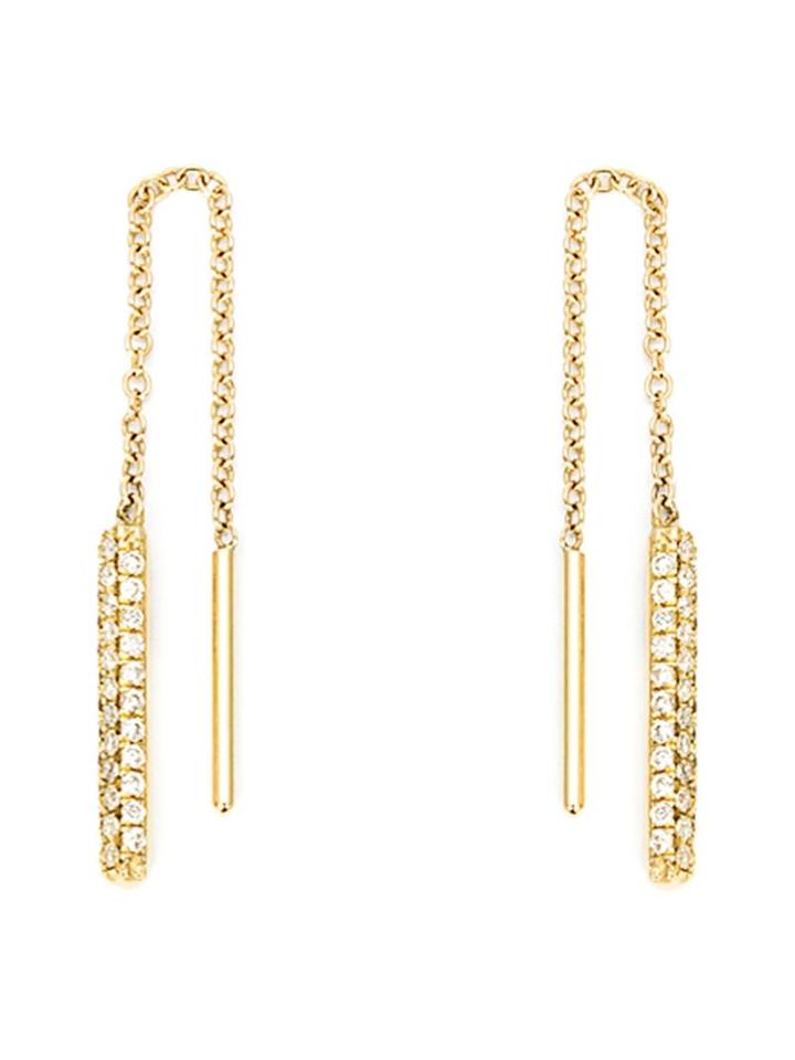 Ileana Makri Diamond Drop Chain Earrings, Women's, Metallic