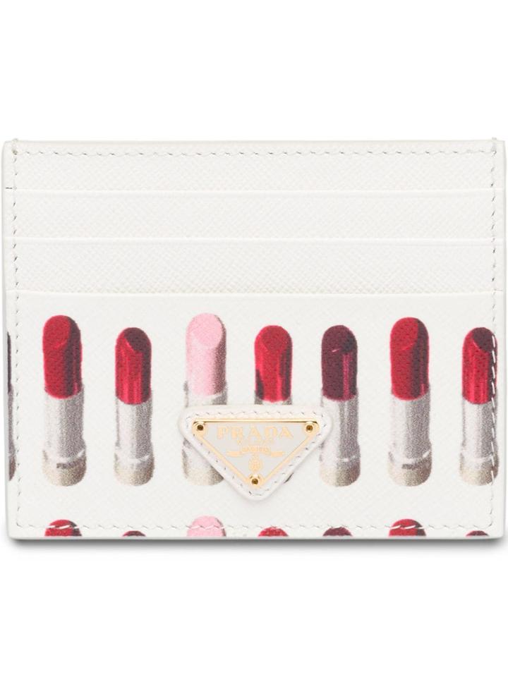 Prada Saffiano Leather Credit Card Holder - White