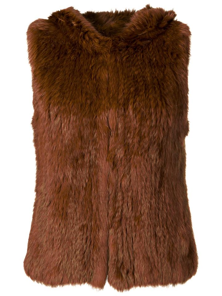 Yves Salomon Hooded Gilet - Brown