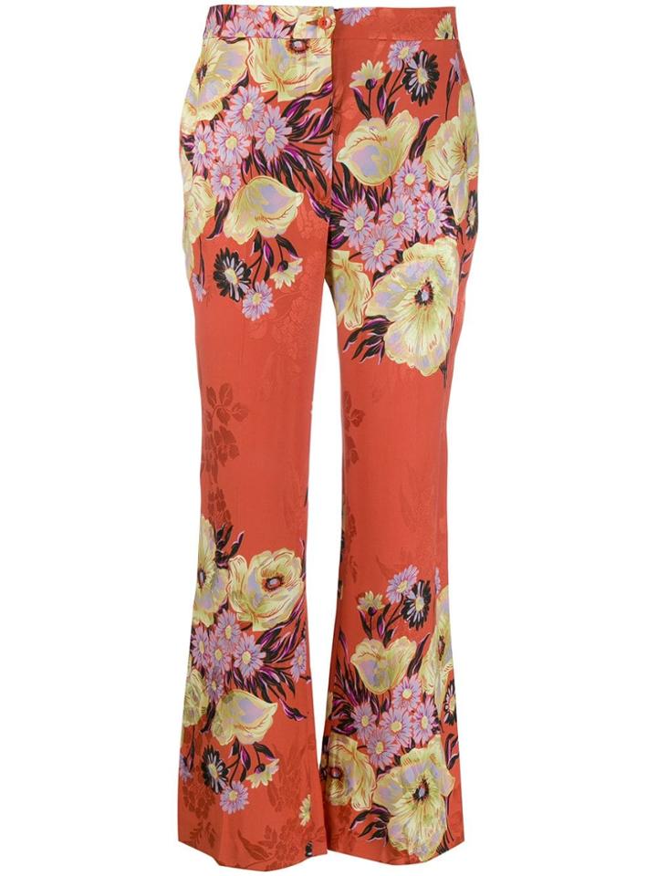 Etro Floral Print Trousers - Orange