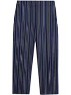 Burberry Striped Wool Blend Cropped Trousers - Blue