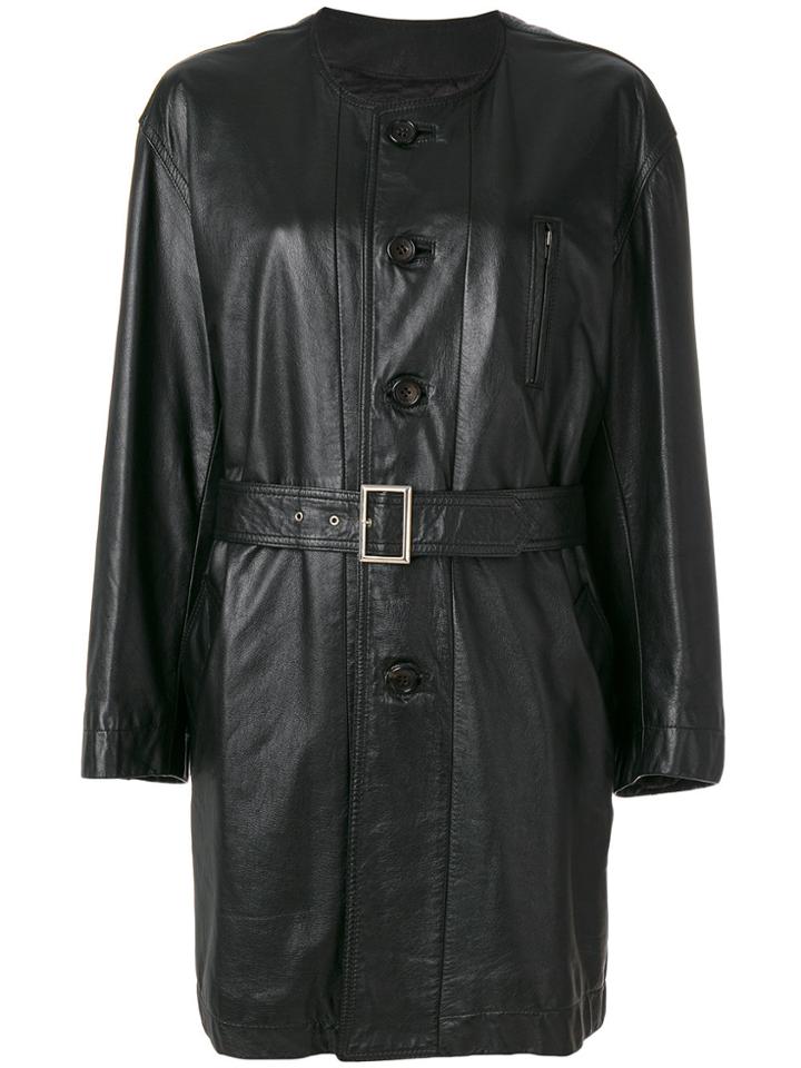Comme Des Garçons Vintage Belted Collarless Coat - Black