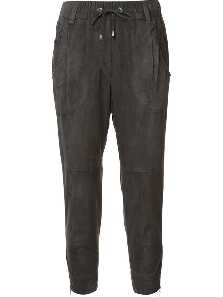 Brunello Cucinelli Cropped Trousers, Women's, Size: 42, Grey, Suede
