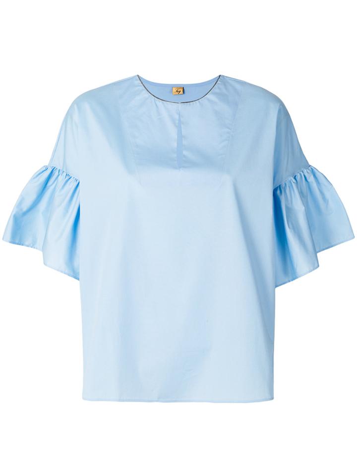 Fay Flared Sleeve Blouse - Blue