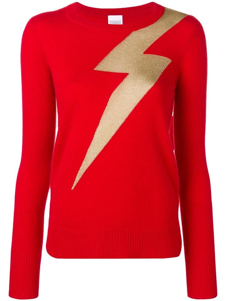 Madeleine Thompson Greve Lightening Bolt Jumper - Red